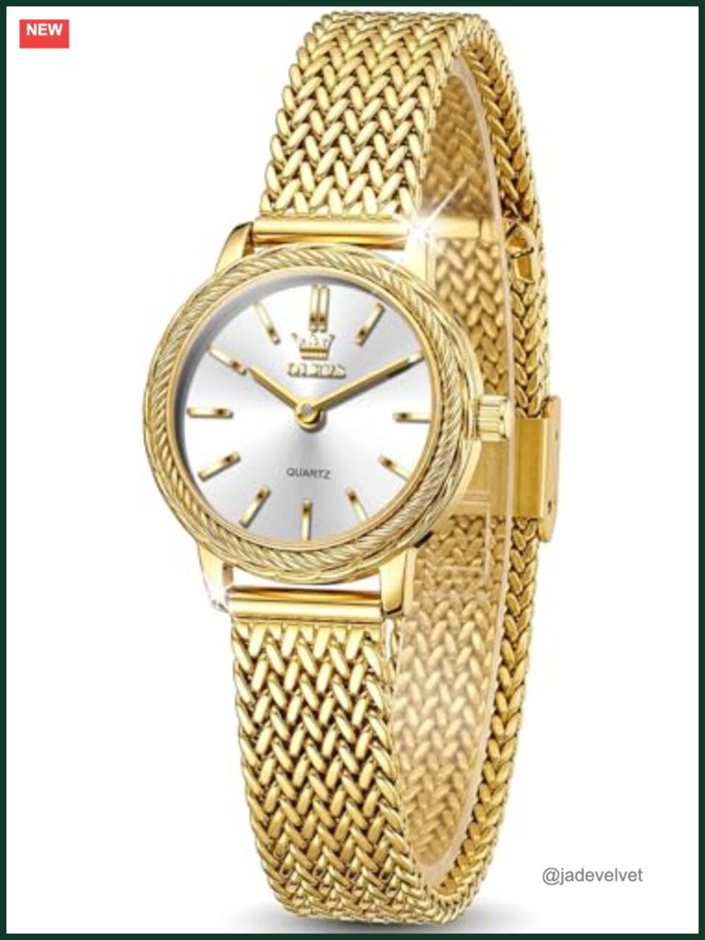 OLEVS Women's Dress Watch Diamond Roman Numerals Gold Dress Elegant Date
